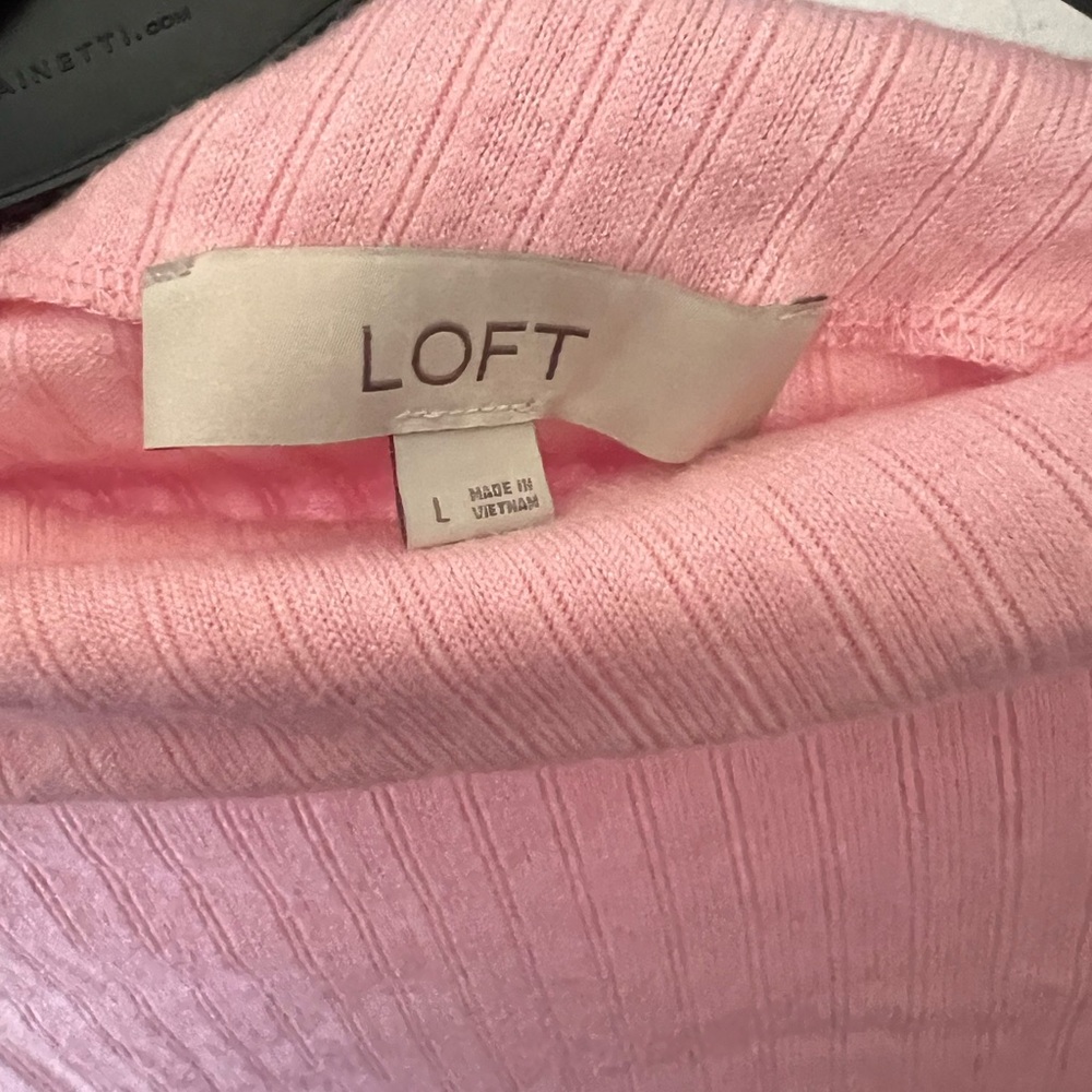 LOFT Soft Pink Ribbed Blouse - Picture 3 of 3
